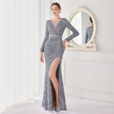 Robe sirène fendue à paillettes Ella